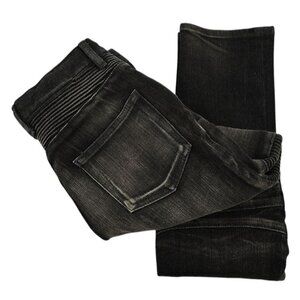 BALMAIN Kids Black Biker Vintage Distressed Cotton Jeans 10 NWT
